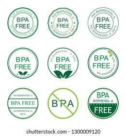 Bpa Bisphenol A. Flat vector icon for non-toxic plastic. Logo and Badge. Green color.