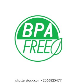 BPA free badge icon isolated on white background. BPA bisphenol A and phthalates free badge icon for non toxic plastic. Vector illustration.