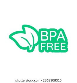 BPA free badge label on white background. Bisphenol A and phthalates free logo icon for non toxic plastic. Flat vector illustration