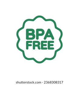 BPA free badge label on white background. Bisphenol A and phthalates free logo icon for non toxic plastic. Flat vector illustration