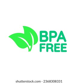 BPA free badge label on white background. Bisphenol A and phthalates free logo icon for non toxic plastic. Flat vector illustration