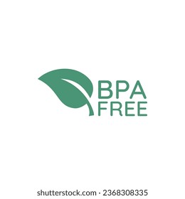 BPA free badge label on white background. Bisphenol A and phthalates free logo icon for non toxic plastic. Flat vector illustration