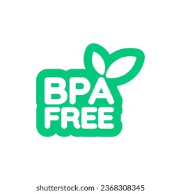 BPA free badge label on white background. Bisphenol A and phthalates free logo icon for non toxic plastic. Flat vector illustration