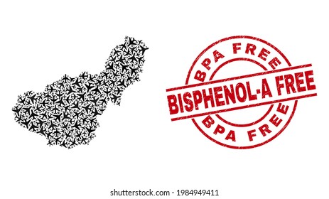 Bpa Free Bisphenol-A Free grunge seal, and Granada Province map collage of air force items. Collage Granada Province map created using air force symbols.