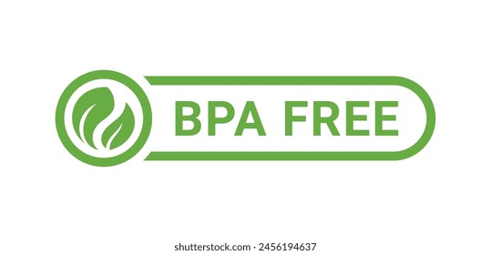 BPA free green label leaf icon fit for horizontal packaging design template