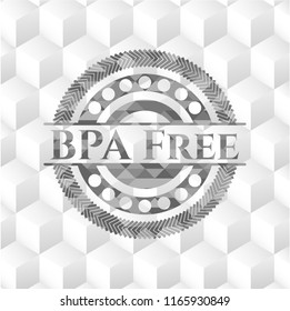 BPA Free grey emblem with cube white background
