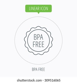 BPA free icon. Bisphenol plastic sign. Linear outline circle button. Vector