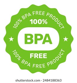 BPA free label, bisphenol A and phthalates free product, non toxic plastic emblem, vector