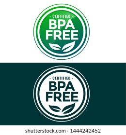 BPA free label in green and flat style