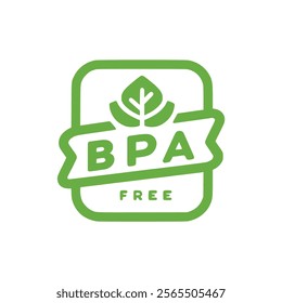 BPA free label green leaf nature healthy sticker vector illustration template design