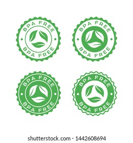 BPA free labels set. Vector badges with eco leaves sign for package design.