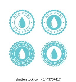 BPA free labels set. Vector badges with drop icon for package design.