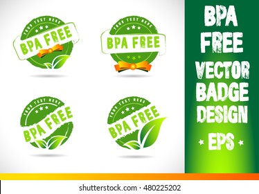 Bpa free Logo badge label seal stamp logo text design green leaf template vector eps