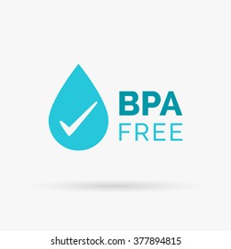 BPA free logo design. Safe non-toxic symbol. BPA free design with water drop and tick icon. Vector illustration.