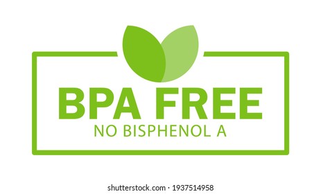 BPA FREE Logo. No Bisphenol A 100%. Flat vector icon for non-toxic plastic. Logo and badge square for drinking water bottle, packaging plastic. Simple design. Vector illustration. 