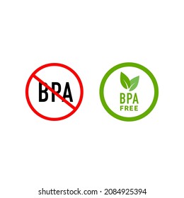 BPA FREE Logo. No Bisphenol A 100%. Set of Flat vector icon for non-toxic plastic.