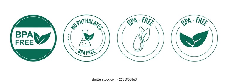 BPA free, phthalate free icon set vector illustration 