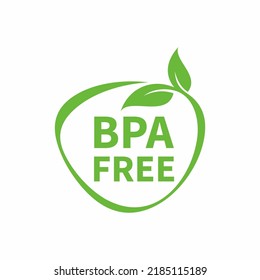 BPA free round symbol, green leaves, vector illustration