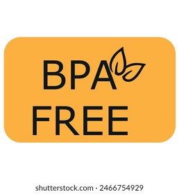 BPA free round symbol, green leaves, BPA free label 