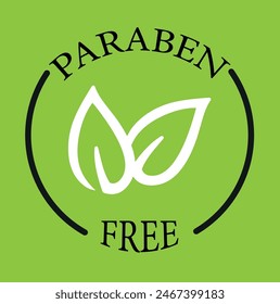 BPA free round symbol, green leaves, BPA free label 