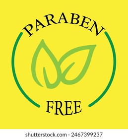 BPA free round symbol, green leaves, BPA free label 