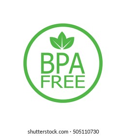 BPA free round symbol, with leaves, vector illustration