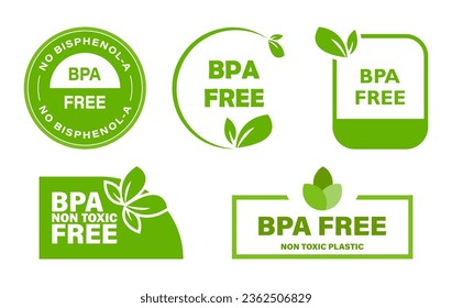 libre de BPA, conjunto de etiquetas vectoriales para el embalaje de productos. 