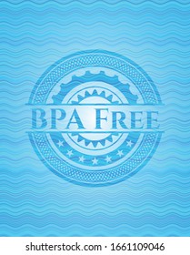 BPA Free sky blue water wave style badge. Vector Illustration. Detailed.