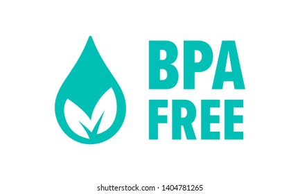 BPA free vector check mark leaf and drop icon. Safe food package stamp, healthy BPA free seal stamp