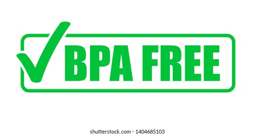 BPA free vector green check mark icon. Natural food package stamp, healthy BPA free safe seal stamp