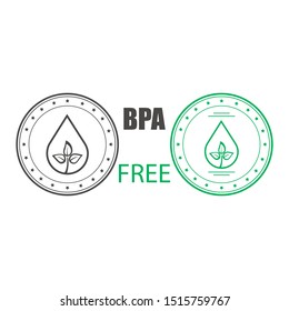 BPA Free Vector Green Check Mark Certified Icon. Safe Food Package Stamp, Healthy Sin BPA, Spanish Seal Stamp.