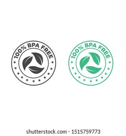 BPA Free Vector Green Check Mark Certified Icon. Safe Food Package Stamp, Healthy Sin BPA, Spanish Seal Stamp.