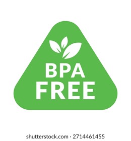 BPA free vector product label on white background. No Bisphenol or plastic free flat triangular sign.