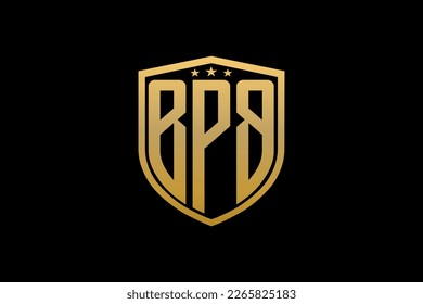BPB letter logo. Letter design with black background. This is gold letter logo. Use stylist fashion logo. Decorative design.