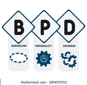 BPD - Borderline Personality Disorder acronym. medical concept background.  vector illustration concept with keywords and icons. lettering illustration with icons for web banner, flyer, landing page