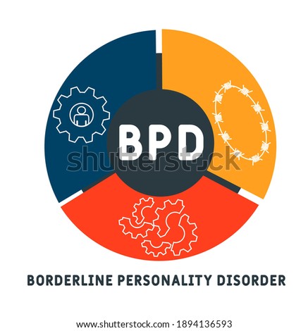 BPD - Borderline Personality Disorder acronym. medical concept background.  vector illustration concept with keywords and icons. lettering illustration with icons for web banner, flyer, landing page