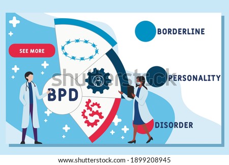 BPD - Borderline Personality Disorder acronym. medical concept background.  vector illustration concept with keywords and icons. lettering illustration with icons for web banner, flyer, landing page