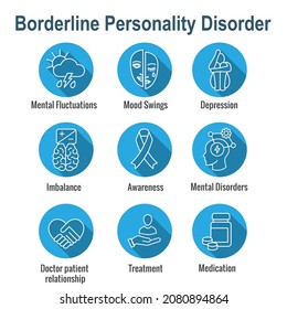BPD - Icono de trastorno de personalidad de línea fronteriza con máscara cerebral y más