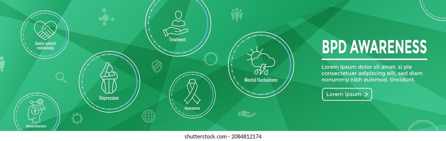 BPD - Borderline Personality Disorder icon set and web header banner