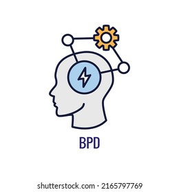 BPD - Icono de Trastorno de Personalidad Borderline que muestra el concepto de enfermedad mental