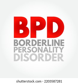 Trastorno de la personalidad de la línea fronteriza de la BPD - trastorno de la salud mental que afecta la forma en que piensas y sientes sobre ti mismo y los demás, fondo del concepto de texto del acrónimo