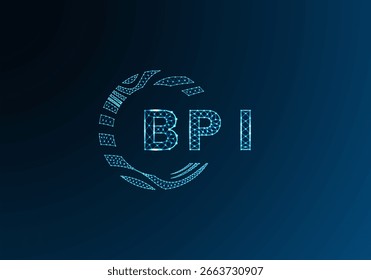 Diseño de Vector de logotipo de letra polivinílica baja BPI. Diseño de logotipo de poliéster inferior BPI. Diseño único del logotipo de baja poli de BPI.