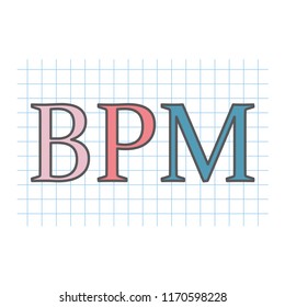 BPM (Business Process Management) acronym written on checkered paper- vector illustration