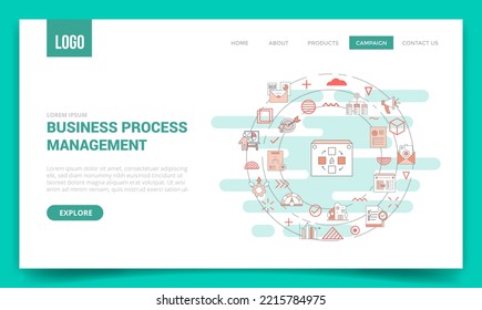 bpm business process management concept with circle icon for website template or landing page homepage