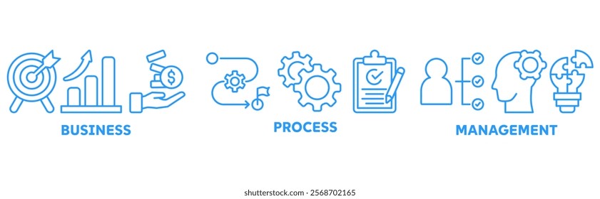 BPM icon set illustration concept with icon of business, process, management	