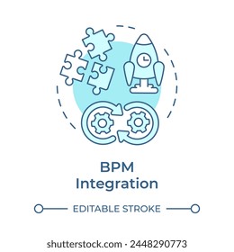 BPM integration soft blue concept icon. Workflow streamline. Operational efficiency. Round shape line illustration. Abstract idea. Graphic design. Easy to use in infographic, article