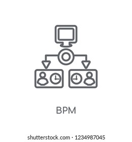 bpm linear icon. Modern outline bpm logo concept on white background from General collection. Suitable for use on web apps, mobile apps and print media.