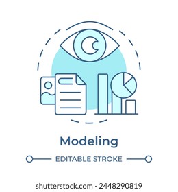 BPM modeling soft blue concept icon. Process optimization, workflow managing. Key metrics analysis. Round shape line illustration. Abstract idea. Graphic design. Easy to use in infographic, article - Powered by Shutterstock - Get 15% off with code: PIKWIZARD15
