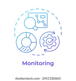 BPM monitoring blue gradient concept icon. Automation tools, performance metrics. Realtime data. Round shape line illustration. Abstract idea. Graphic design. Easy to use in infographic, article