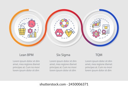 BPM principles loop infographic template. Data-driven business. Data visualization with 3 steps. Editable timeline info chart. Workflow layout with line icons. Myriad Pro-Regular font used